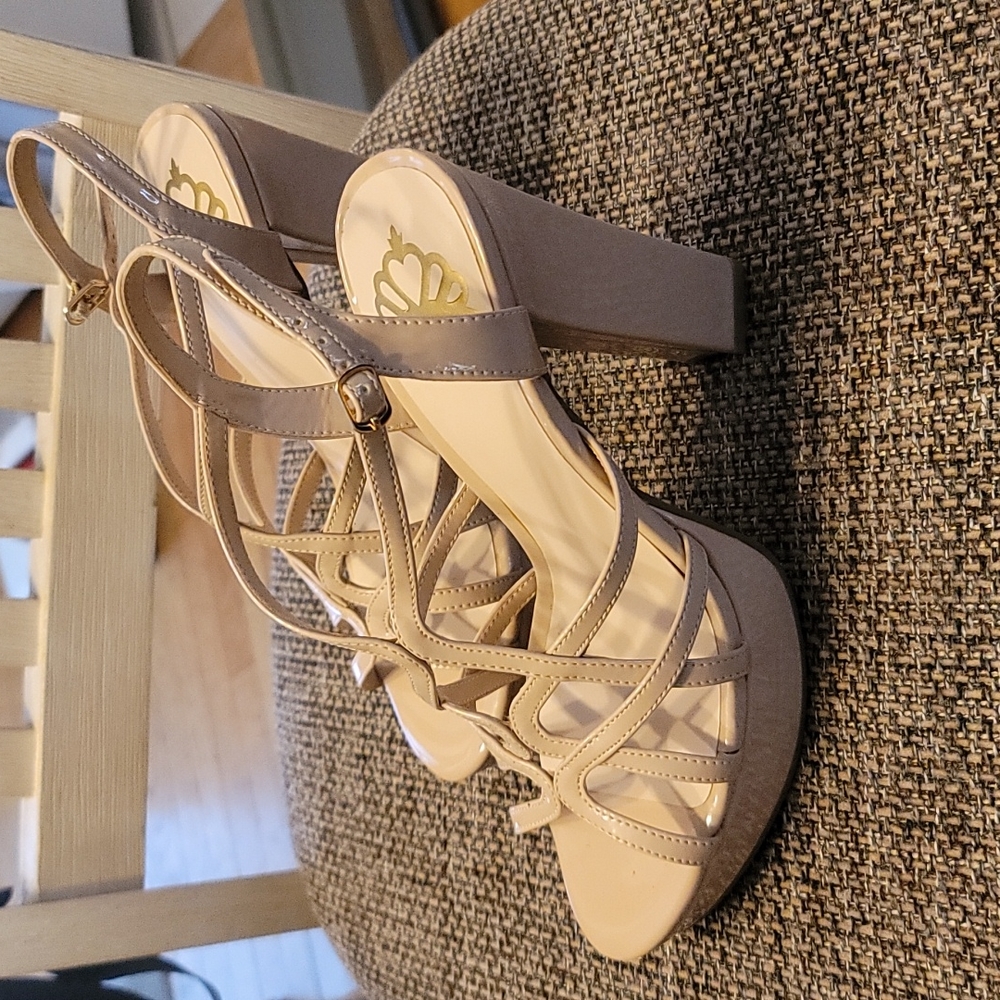 Tan strappy heels- ferg-alicious by Fergie